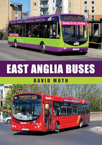 Book cover featuring a purple and green bus above a red bus on road.