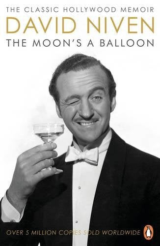 Black and white book cover featuring David Niven in a tuxedo holding a cocktail glass.