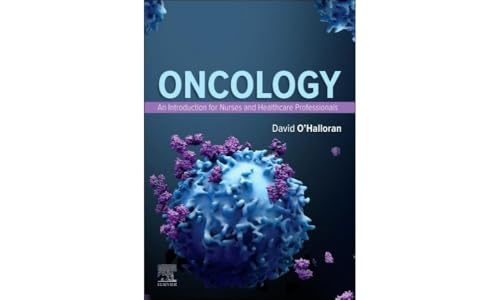 Book cover for "Oncology," featuring a blue cancer cell image.