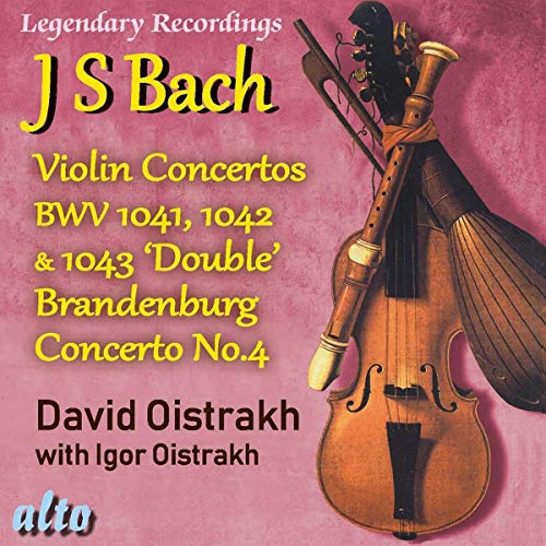 CD cover for David Oistrakh’s Bach violin concertos, featuring instruments.