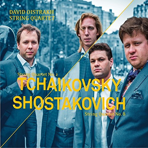 CD cover featuring four men in suits with composers’ names.