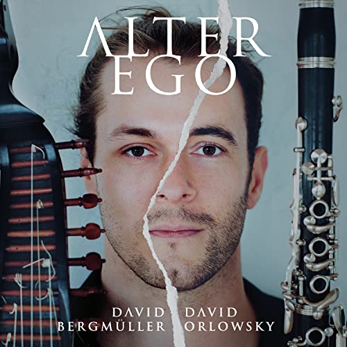 CD cover featuring a split portrait with a clarinet and hurdy-gurdy.