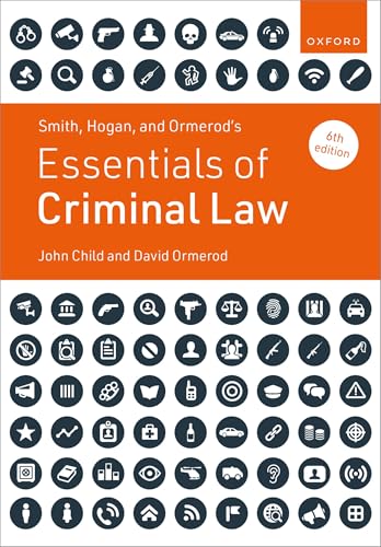 Book cover: "Essentials of Criminal Law," 6th edition, with legal icons.