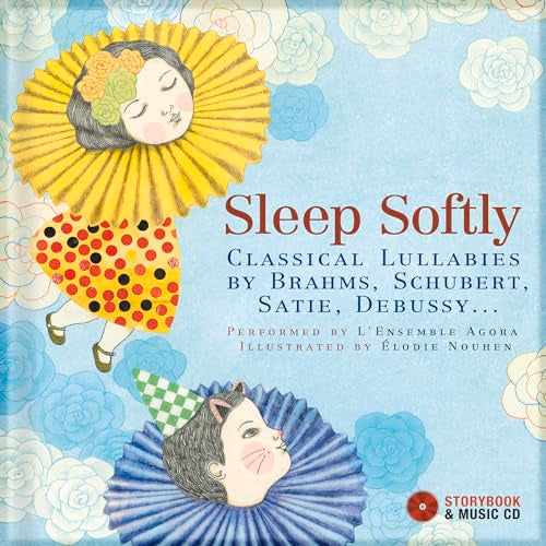 Album cover with illustrated children and floral designs, titled "Sleep Softly".