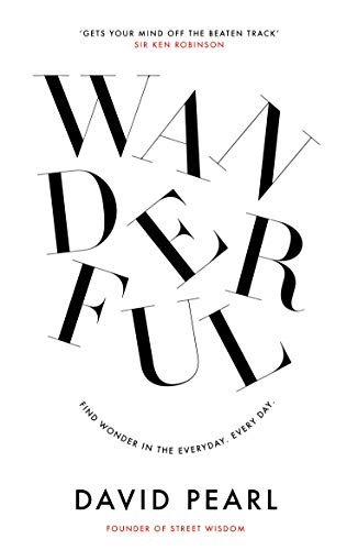 White book cover with large, fragmented black text: "Wanderful" by David Pearl.