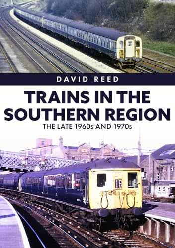 Book cover featuring vintage trains on railway tracks, 1960s-70s.