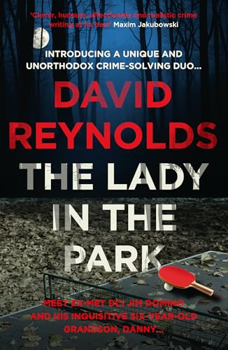 Book cover: dark forest background, red title "The Lady in the Park".