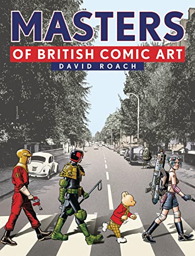 Book cover featuring comic art characters crossing a street, inspired by The Beatles’ Abbey Road.