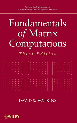 Red book cover with white text: "Fundamentals of Matrix Computations," third edition.
