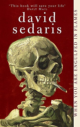 Book cover: skull with a cigarette, red background, “David Sedaris” text.