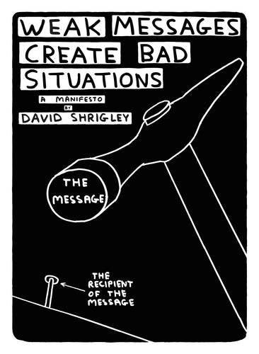 Black and white book cover with a missile and text about messaging.