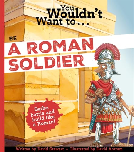 Book cover: cartoon Roman soldier in full armor stands before stone ruins.