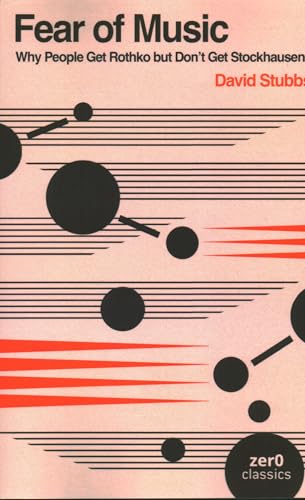 Book cover with abstract pink and black geometric design, titled "Fear of Music.
