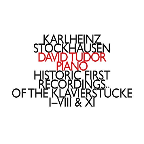 CD cover with black text listing composers Stockhausen and Tudor.