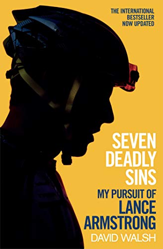 Book cover: silhouette of cyclist’s head, title “Seven Deadly Sins.”
