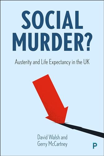Book cover with blue background, bold dark text, and a red downward-pointing arrow.