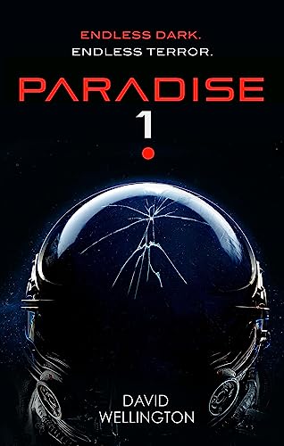 Book cover: "Paradise-1" with a cracked astronaut helmet image.