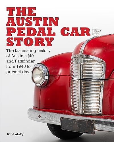 Book cover featuring a red vintage Austin J40 pedal car’s front detail.