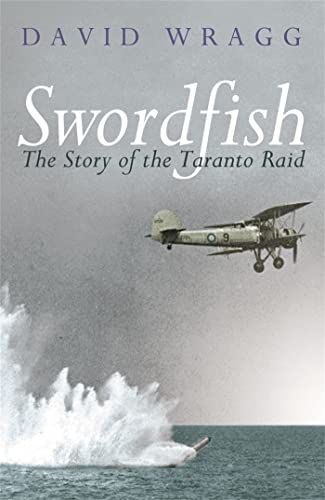 Book cover: “Swordfish” with a biplane over stormy sea.