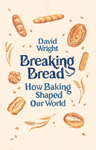 Book cover with illustrations of bread and wheat, titled "Breaking Bread".
