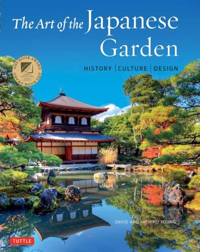 Book cover depicting a traditional Japanese garden with a pagoda and pond.
