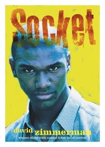 Book cover with a portrait of a young Black man and bold title "Socket".