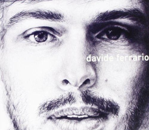 Black and white sketch of a man’s face, with text “davide ferrario”.