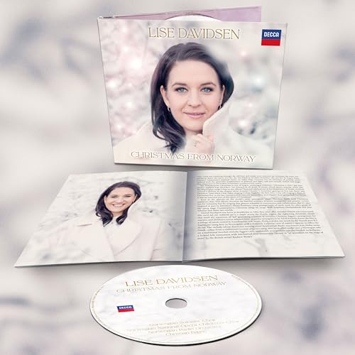 CD packaging featuring Lise Davidsen, album "Christmas from Norway," and disc.