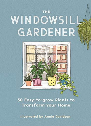 Book cover with illustration of plants on a windowsill.