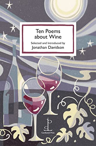 Book cover featuring wine glasses, a bottle, and vine leaves under a night sky.