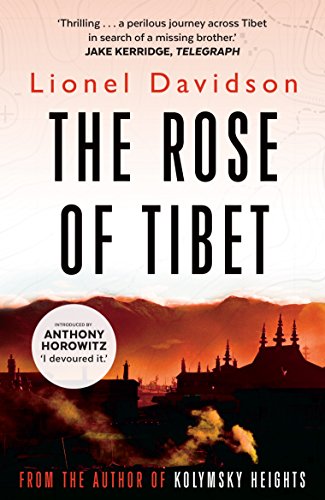 Book cover of The Rose of Tibet by Lionel Davidson featuring a mountain landscape.