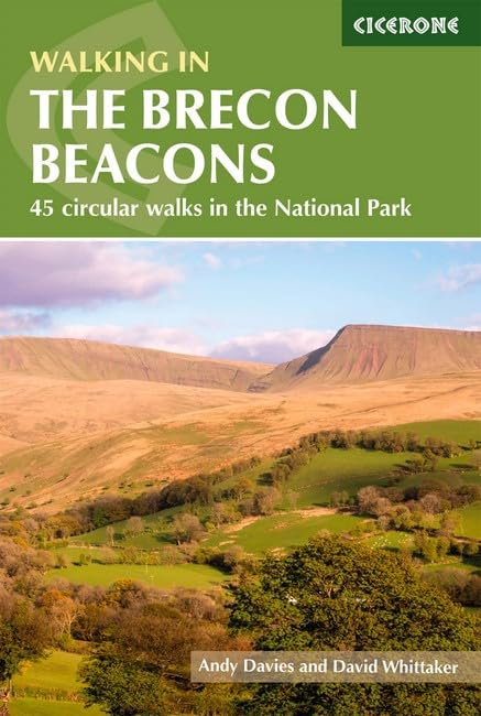 Book cover for Walking in the Brecon Beacons featuring a landscape of grassy hills.