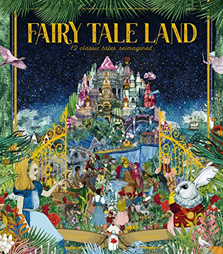 Book cover depicting a colorful, fantastical landscape with fairy tale characters.