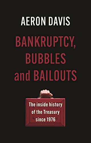 Book cover: "Bankruptcy, Bubbles and Bailouts" by Aeron Davis, with red and black text.
