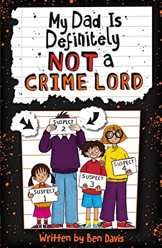 Book cover featuring four children holding “suspect” signs, illustrated style.