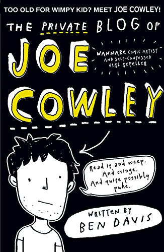 Book cover: "The Private Blog of Joe Cowley" with a sketched boy’s face.