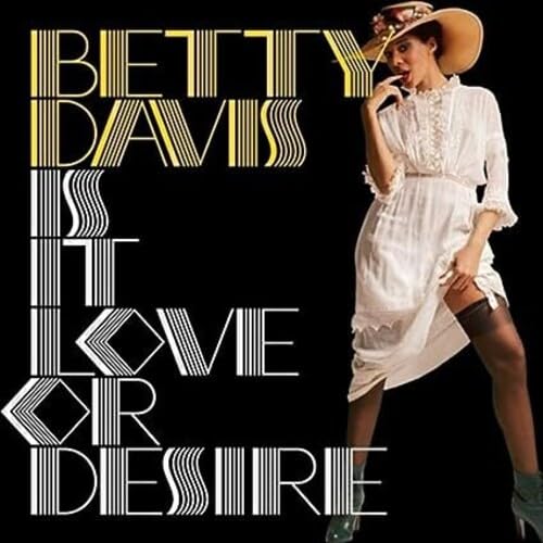 Betty Davis album cover, stylized text and portrait of a woman in a hat.