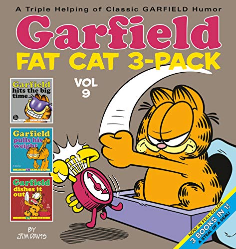 Garfield Fat Cat 3-Pack volume 9 book cover featuring Garfield smashing an alarm clock.