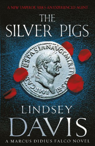 Book cover featuring an ancient Roman coin and red petals on a dark background.