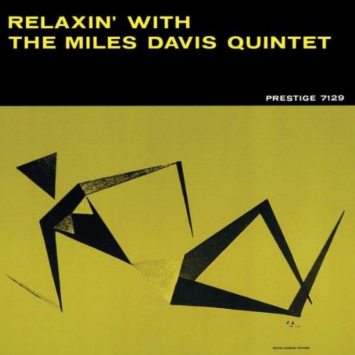 CD cover for Miles Davis’ “Relaxin’,” featuring abstract yellow and black design.