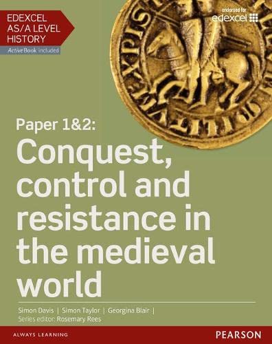 History textbook cover featuring a medieval coin and text about conquest.