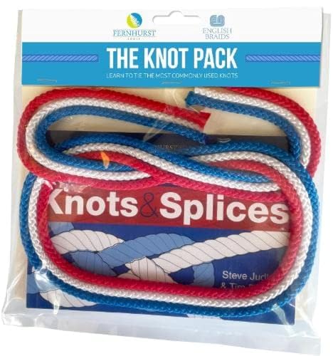 The Knot Pack kit includes red, white, and blue ropes over a knot guide book.