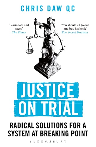 Book cover: “Justice on Trial” with statue of Lady Justice and scales.