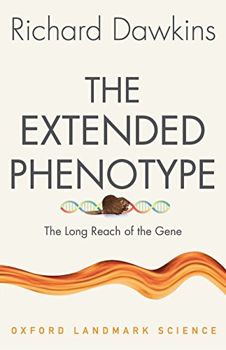 Book cover of The Extended Phenotype by Richard Dawkins featuring a beaver and DNA.