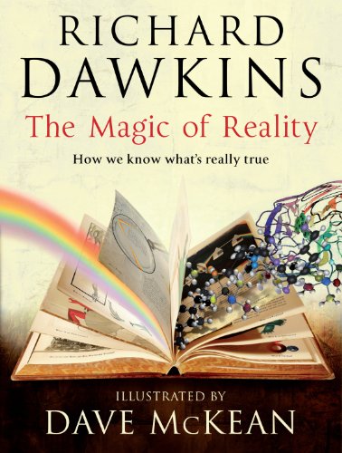 Book cover featuring an open book with a rainbow and molecular structures emerging.