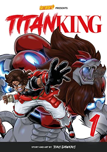 Comic book cover featuring a boy and a robotic lion with glowing eyes.