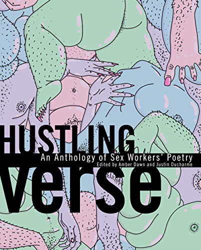 Book cover with abstract illustration of bodies and bold text: "Hustling Verse".