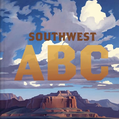 Southwest ABC" book cover with large golden letters and desert landscape.