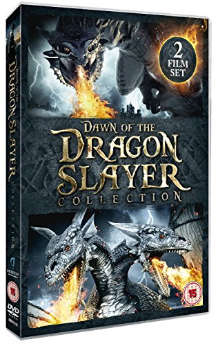 DVD cover for “Dawn of the Dragon Slayer” featuring dragons and castles.