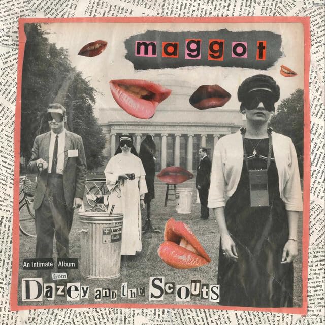 Vinyl record cover: collage of lips, soldiers, and strawberries.